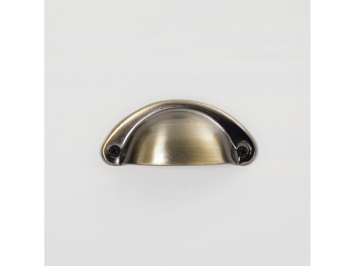 Commode chambre PARIS L 91 cm en bois massif lasuré blanc et brun avec 6 tiroirs avec poignées coquille en métal