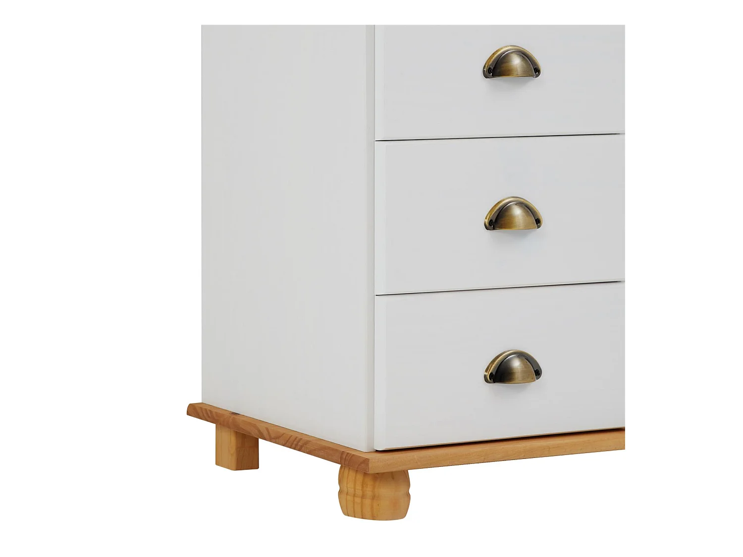 Commode COLMAR chiffonnier apothicaire rangement avec 11 tiroirs en pin massif lasuré blanc et brun