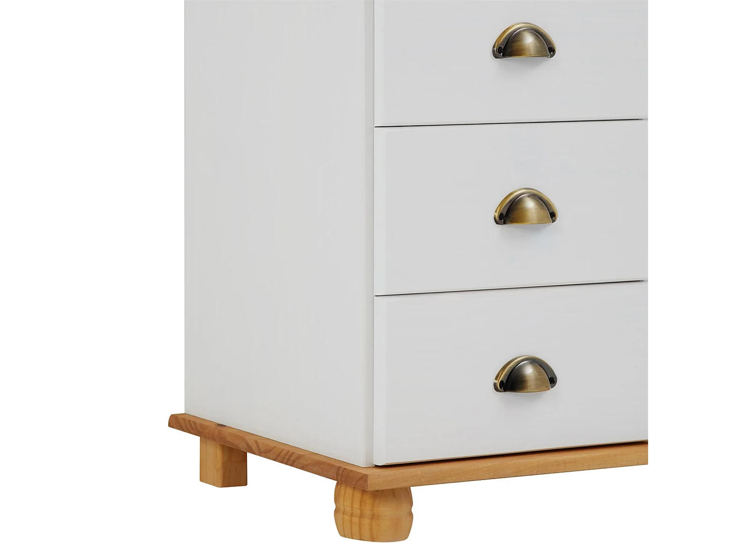 Commode COLMAR chiffonnier apothicaire rangement avec 11 tiroirs en pin massif lasuré blanc et brun