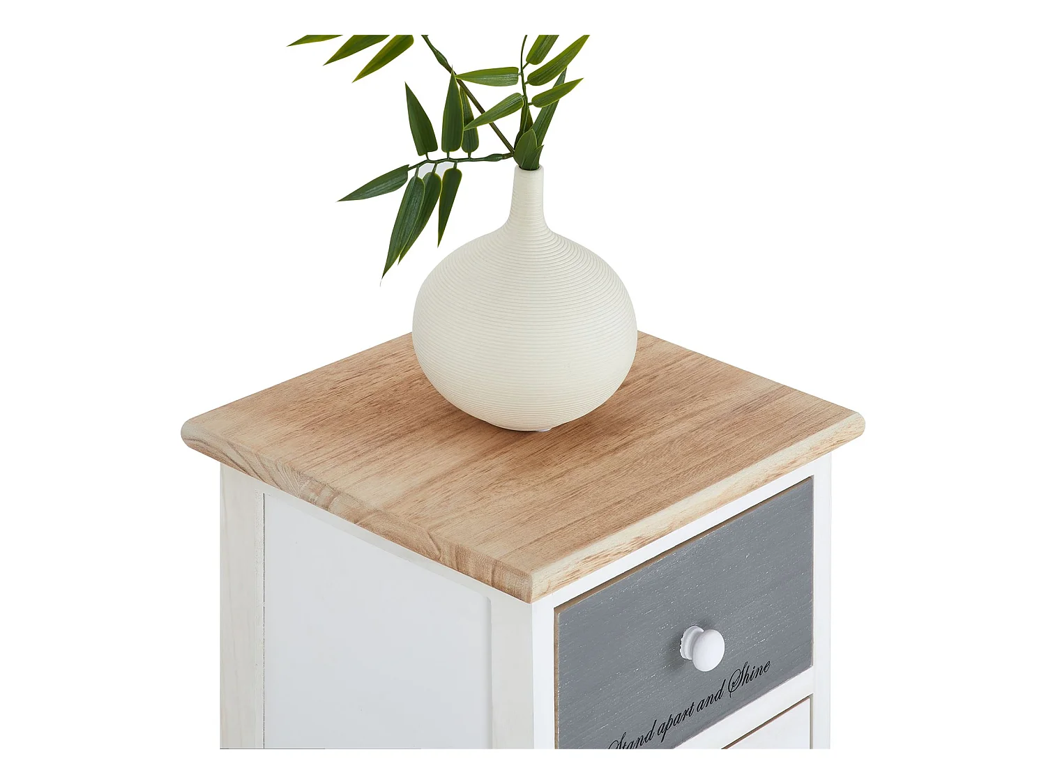 Chiffonnier SALVA petite commode avec 6 tiroirs en bois de paulownia style shabby chic vintage rustique blanc