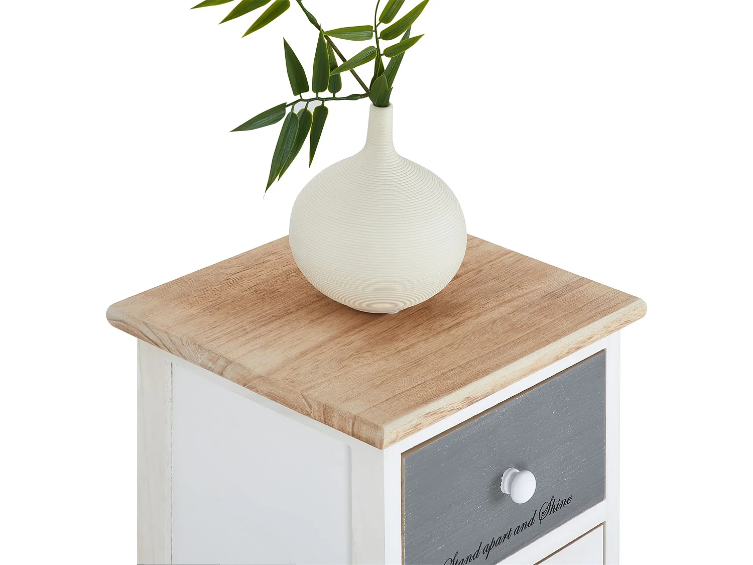 Chiffonnier SALVA petite commode avec 6 tiroirs en bois de paulownia style shabby chic vintage rustique blanc