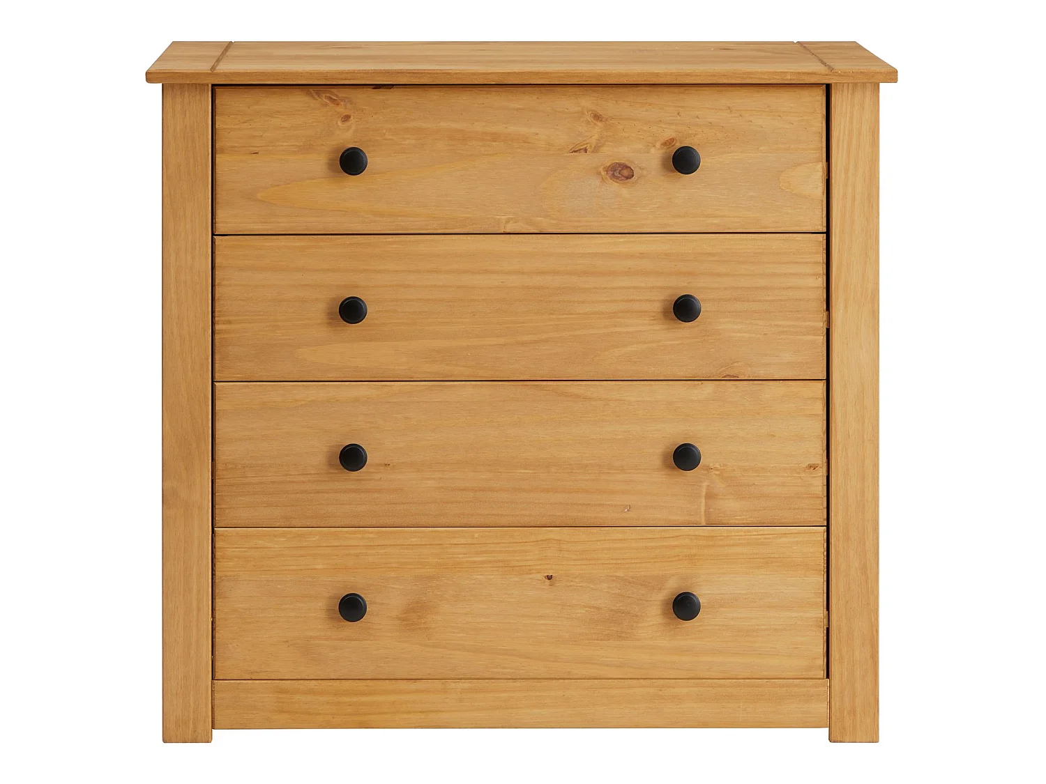 Commode CANCUN buffet avec 4 grands tiroirs, en pin massif à la finition teintée et cirée