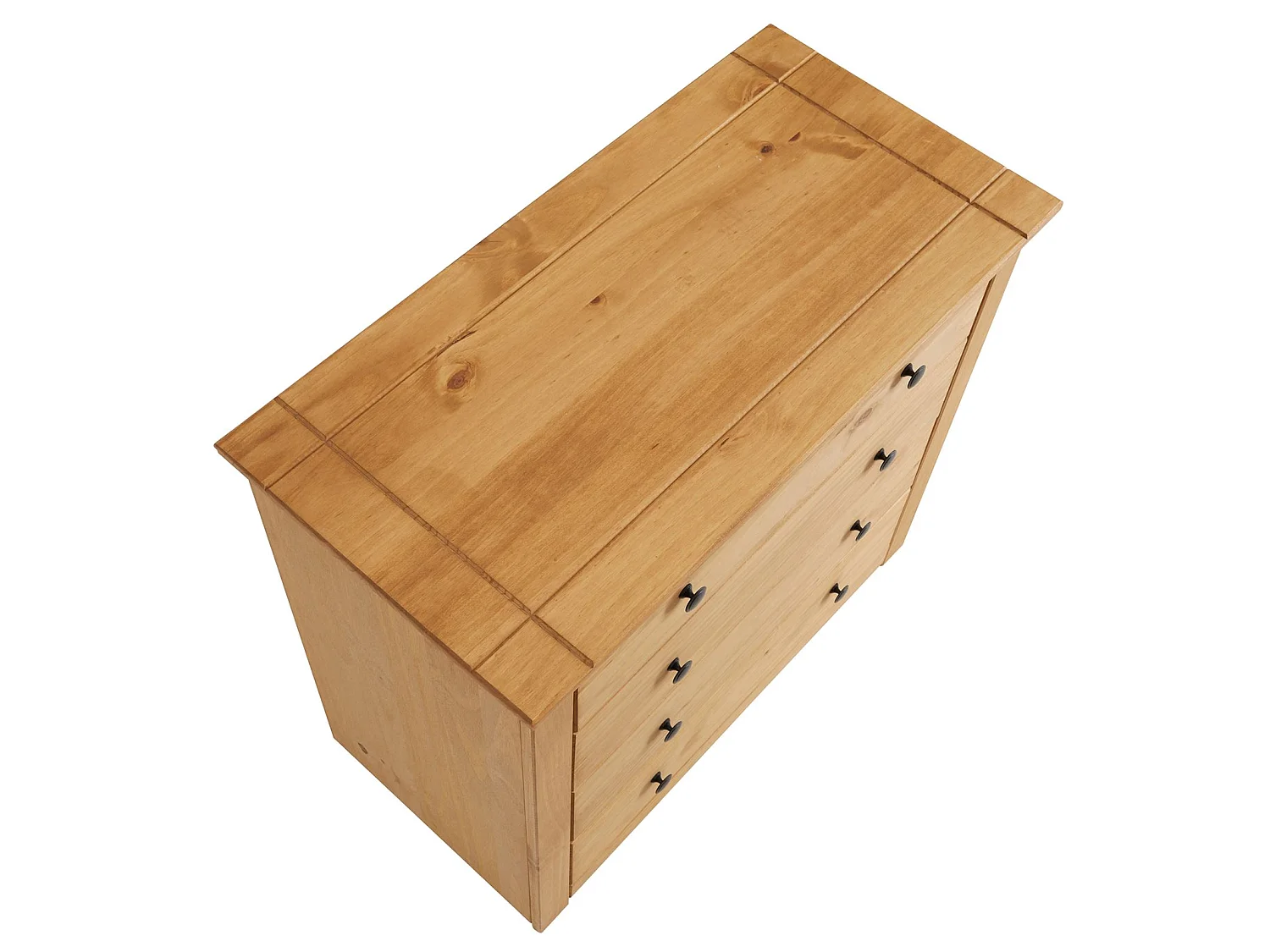 Commode CANCUN buffet avec 4 grands tiroirs, en pin massif à la finition teintée et cirée