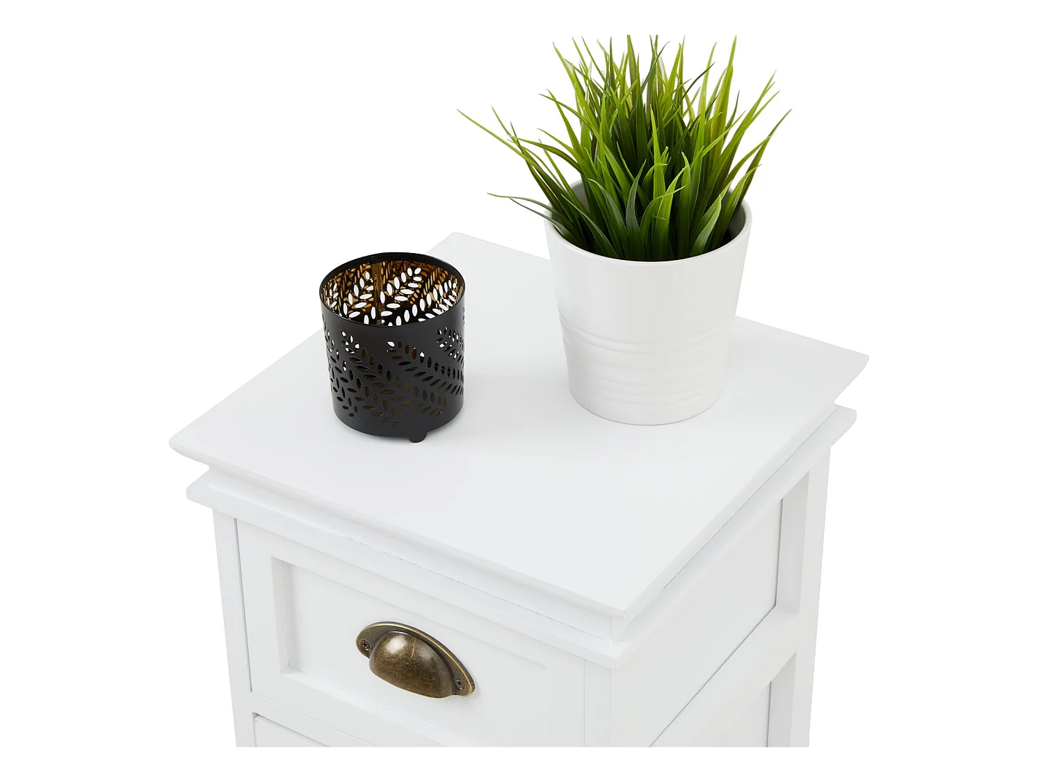 Chiffonnier LANDHAUS commode 4 tiroirs en bois de paulownia style shabby chic vintage classique blanc