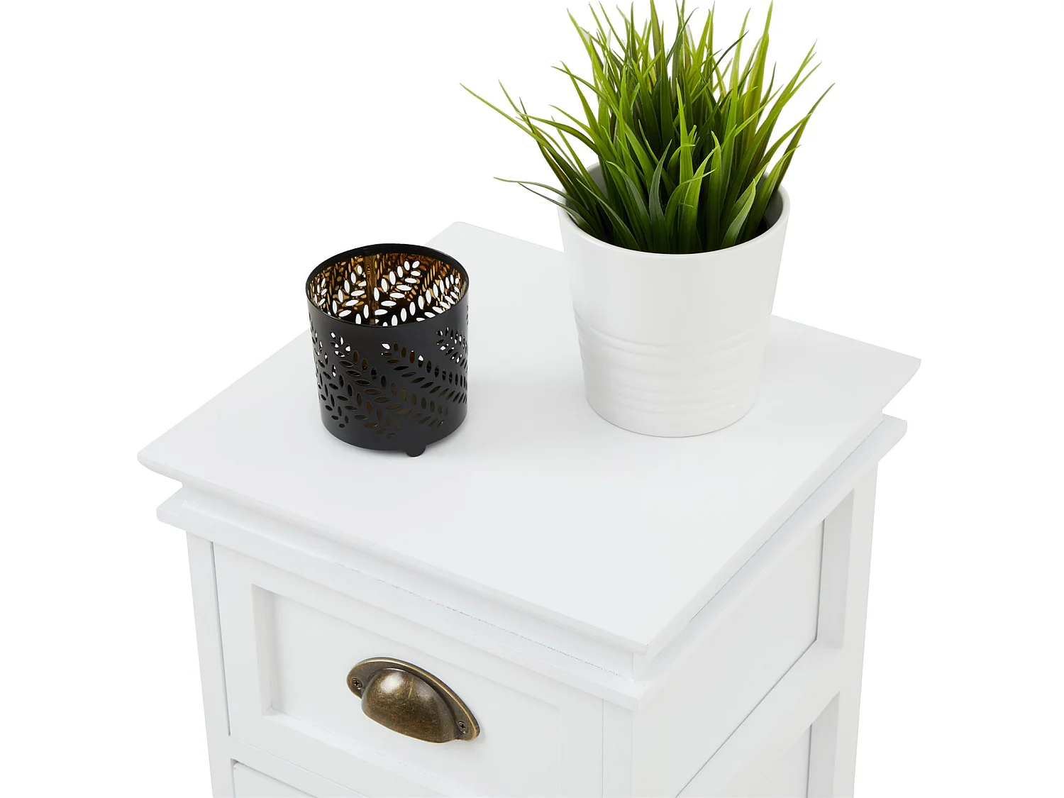 Chiffonnier LANDHAUS commode 4 tiroirs en bois de paulownia style shabby chic vintage classique blanc