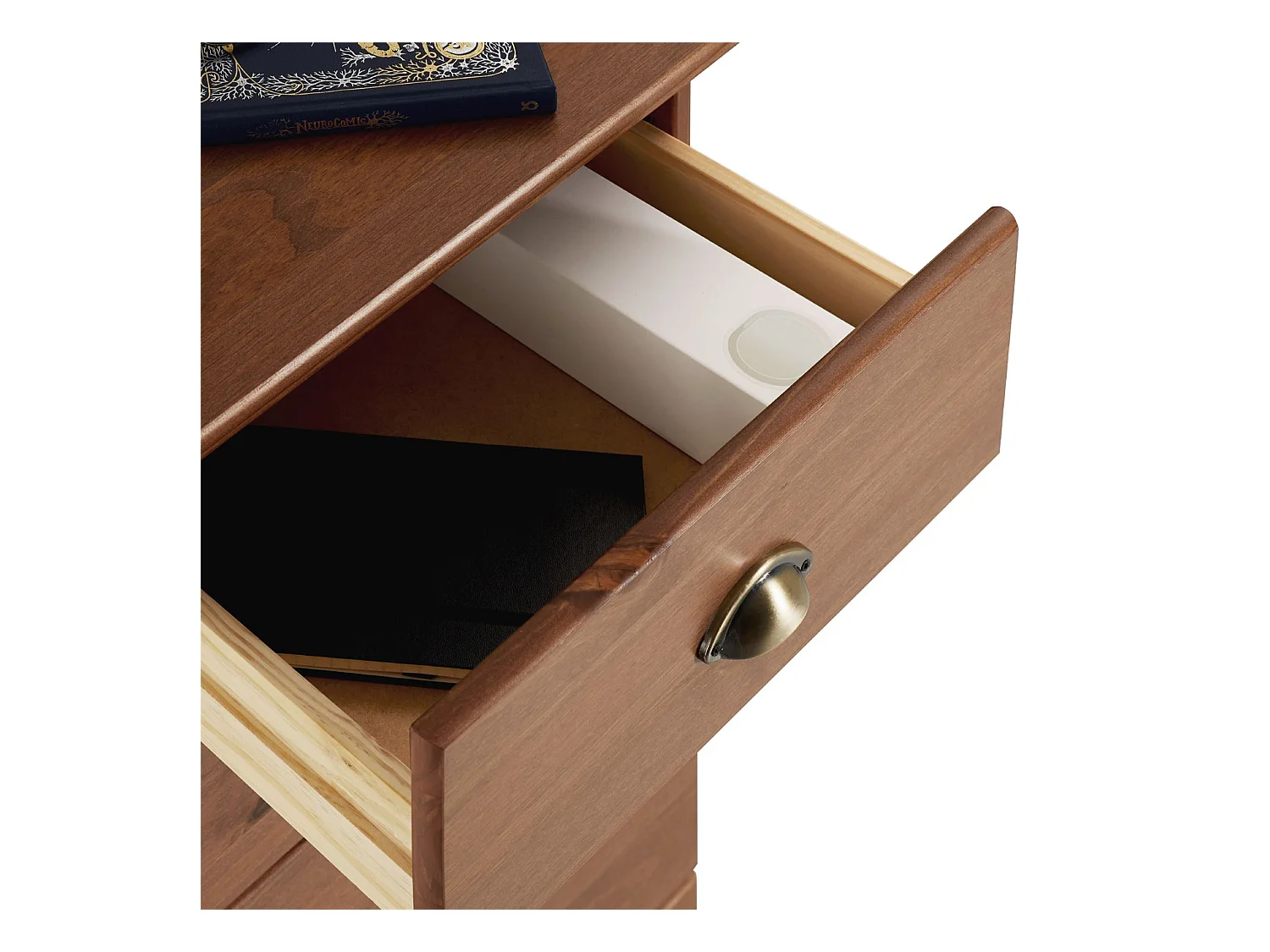 Chiffonnier PARIS commode avec 5 tiroirs en pin massif lasuré brun foncé