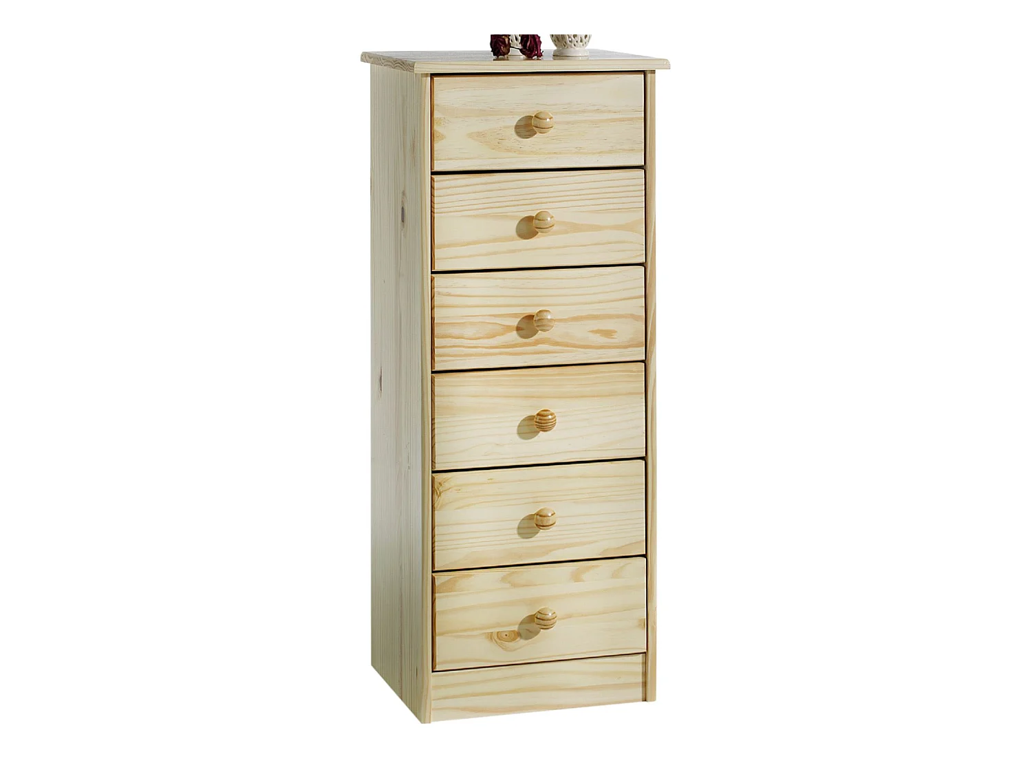Chiffonnier RONDO meuble de rangement commode apothicaire avec 6 tiroirs, en pin massif vernis naturel