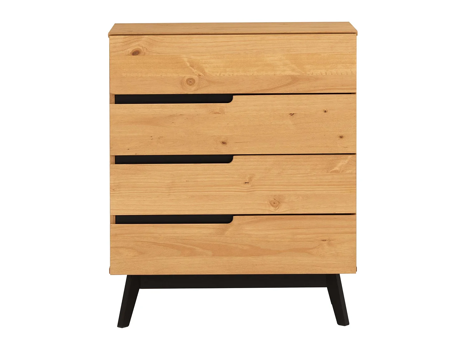 Commode chambre TIBOR L 80 cm en bois massif finition laquée avec 4 tiroirs sans poignée chiffonnier apothicaire