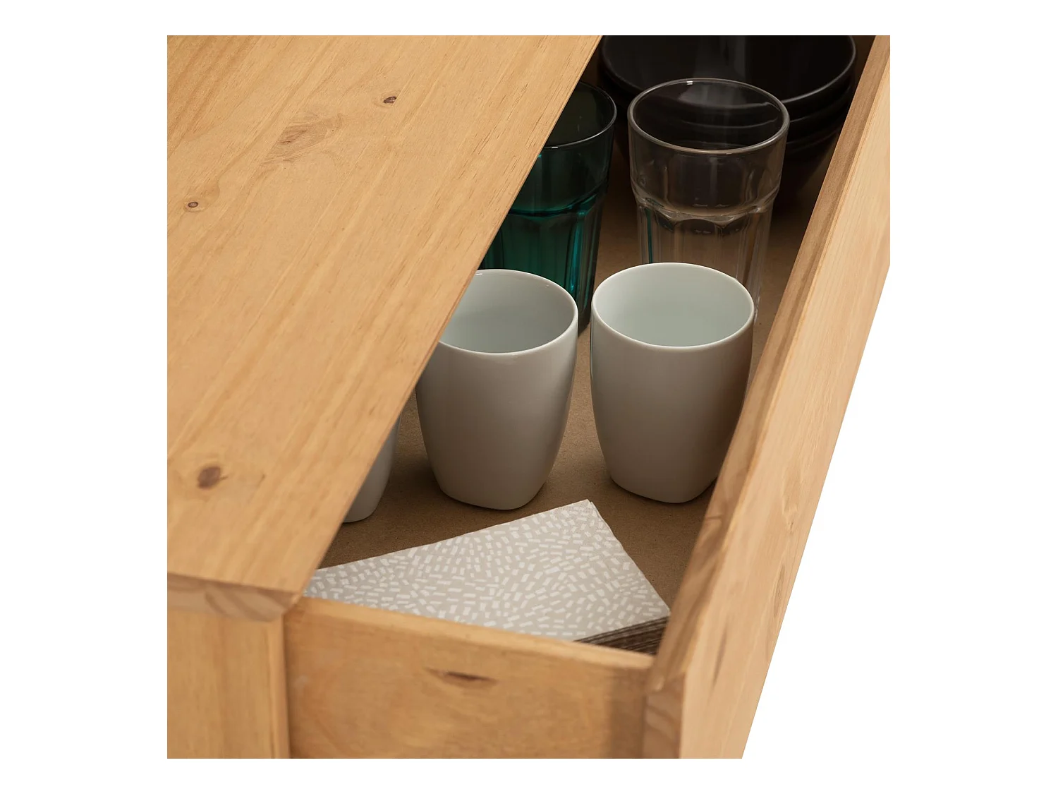 Commode chambre TIBOR L 80 cm en bois massif finition laquée avec 4 tiroirs sans poignée chiffonnier apothicaire