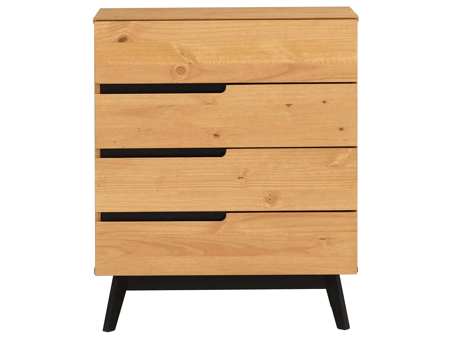 Commode chambre TIBOR L 80 cm en bois massif finition laquée avec 4 tiroirs sans poignée chiffonnier apothicaire