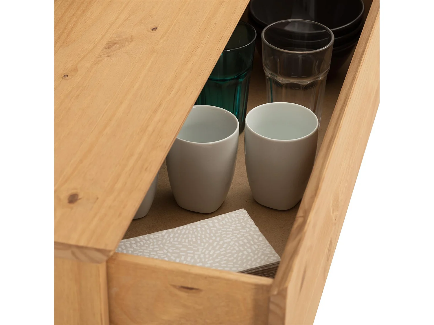 Commode chambre TIBOR L 80 cm en bois massif finition laquée avec 4 tiroirs sans poignée chiffonnier apothicaire