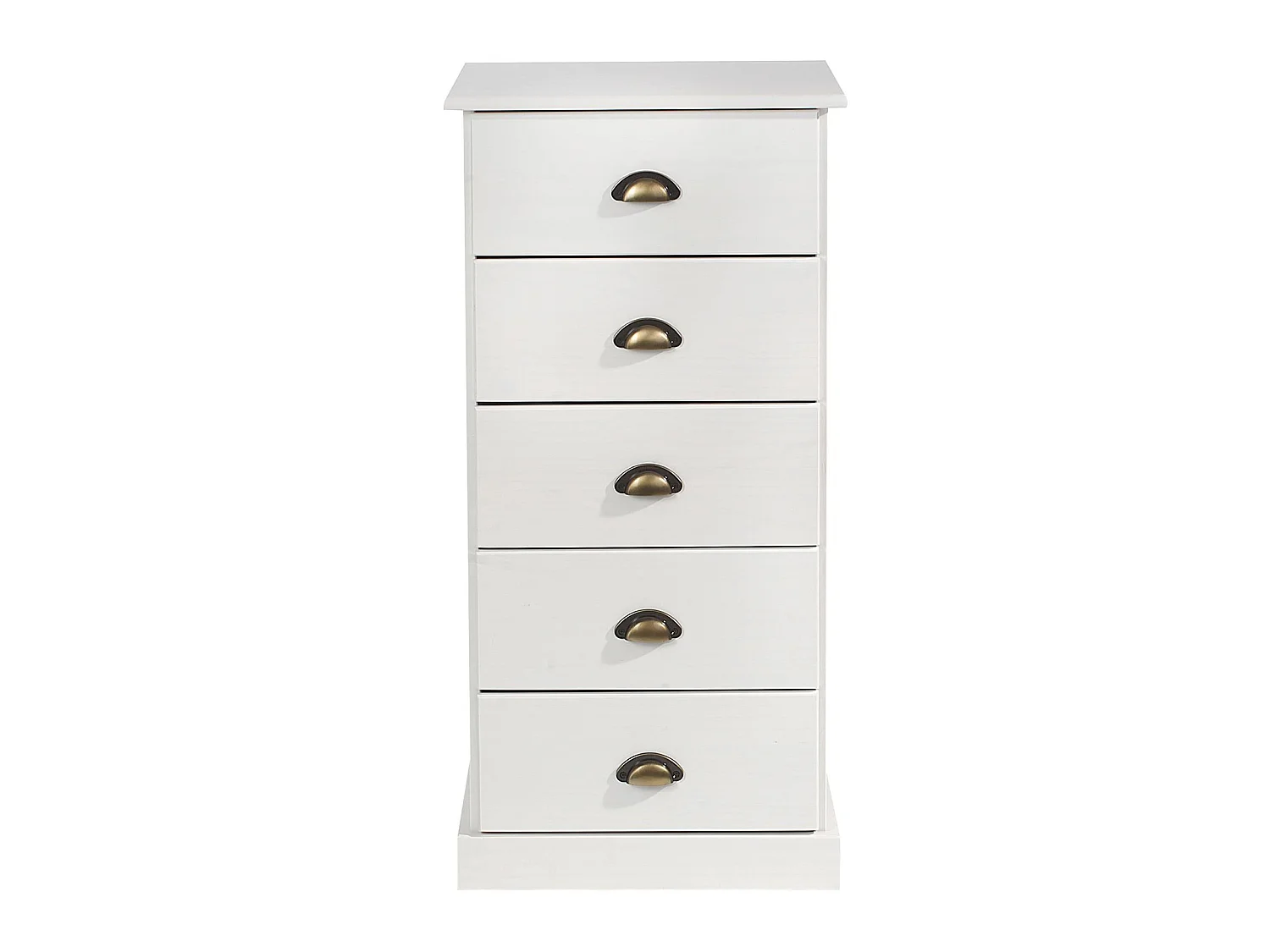Chiffonnier PARIS commode avec 5 tiroirs en pin massif lasuré blanc