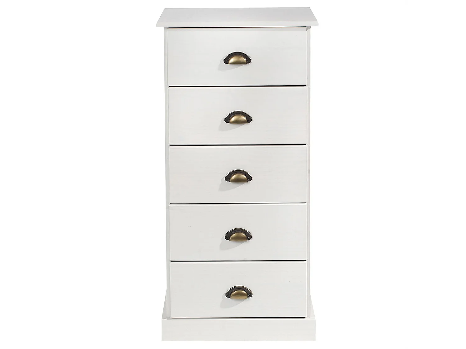 Chiffonnier PARIS commode avec 5 tiroirs en pin massif lasuré blanc