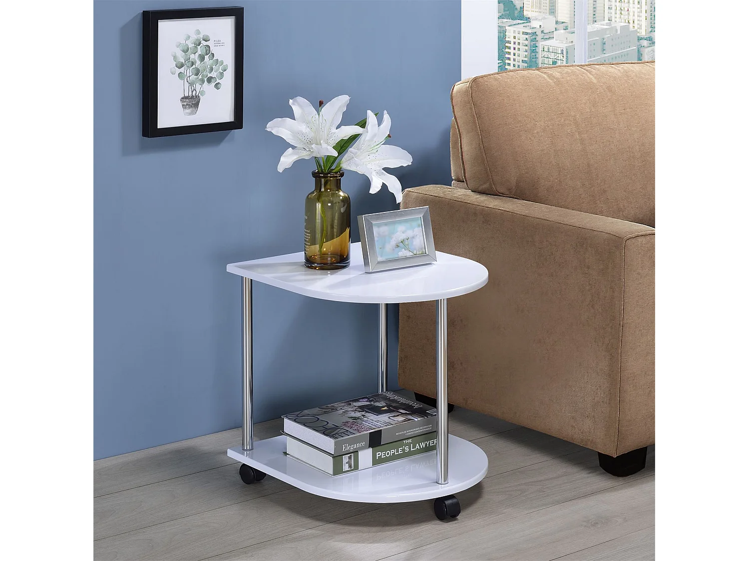 Sellette guéridon table d'appoint laqué blanc