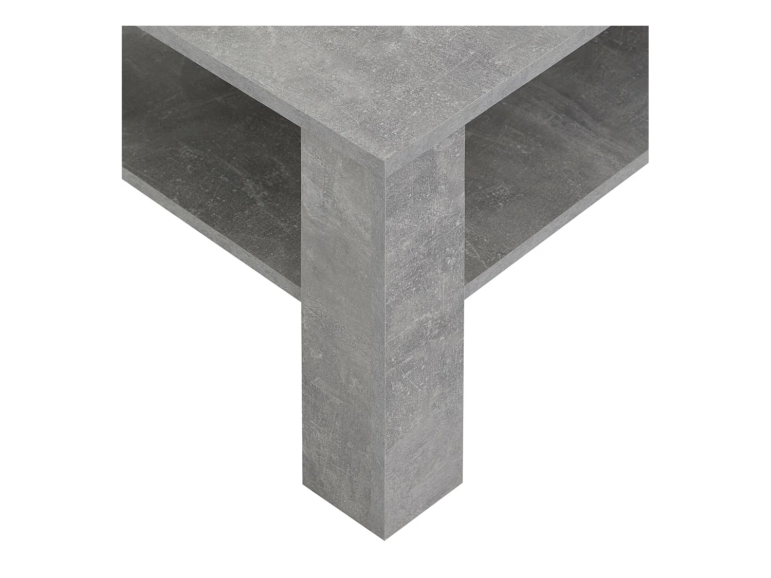 Table basse LORIENT, table de salon rectangulaire avec 1 étagère espace de rangement ouvert, en mélaminé décor béton