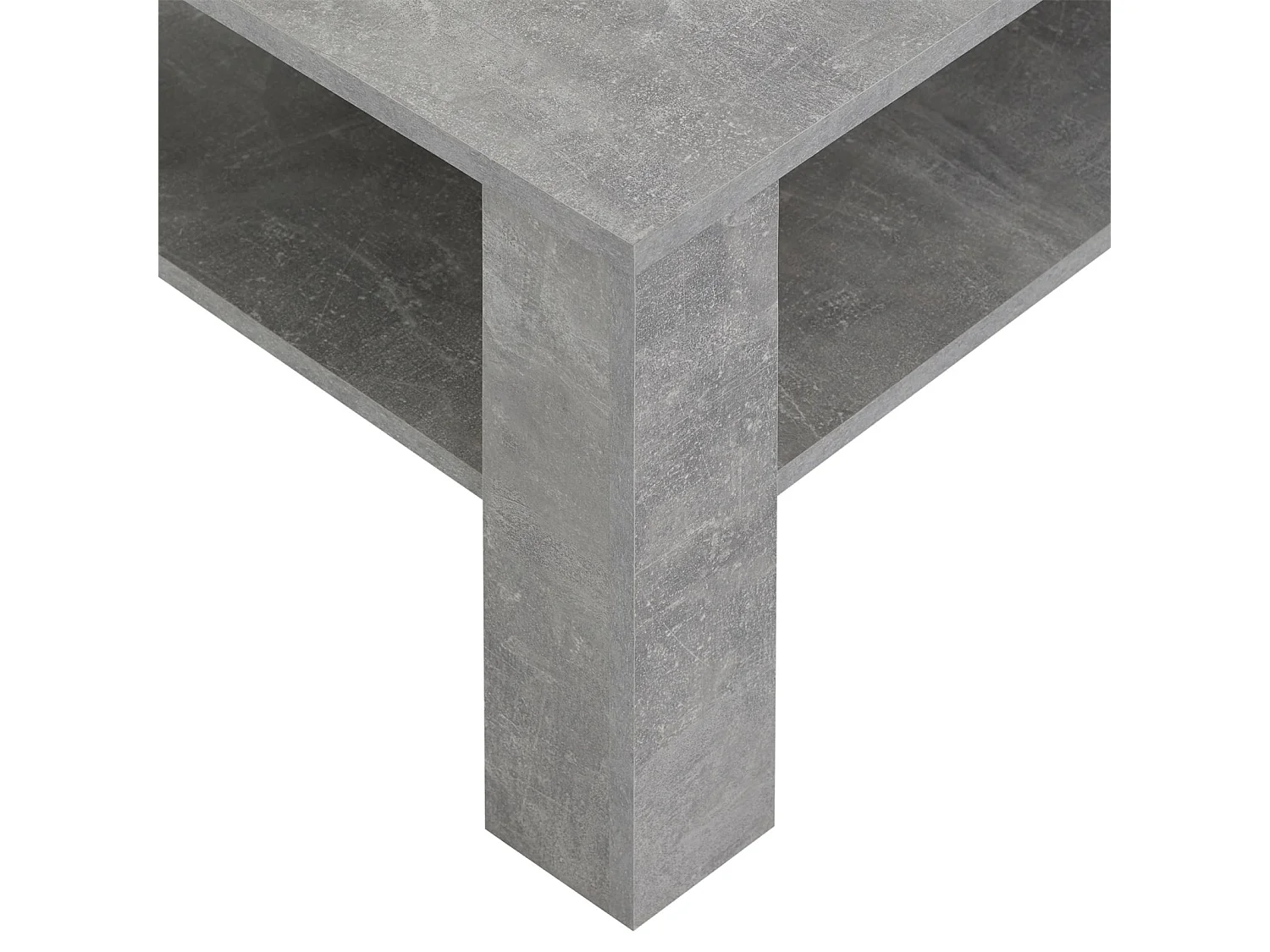 Table basse LORIENT, table de salon rectangulaire avec 1 étagère espace de rangement ouvert, en mélaminé décor béton