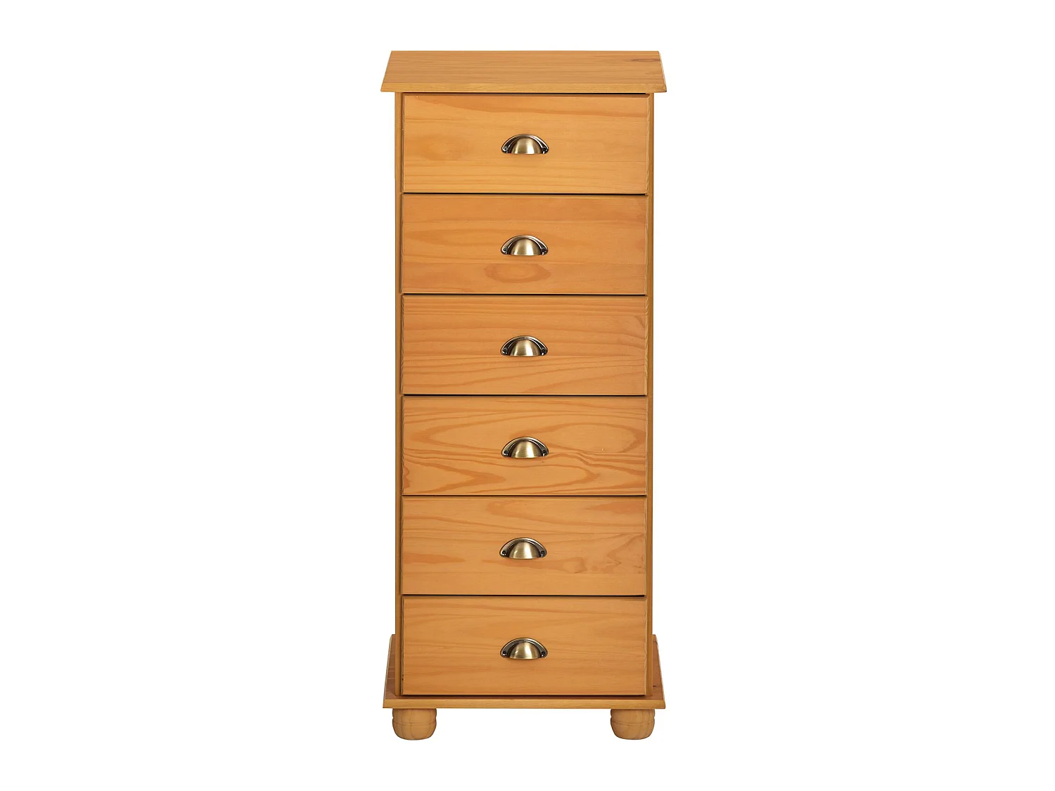 Chiffonnier COLMAR commode apothicaire avec 6 tiroirs de rangement, en pin massif finition cirée