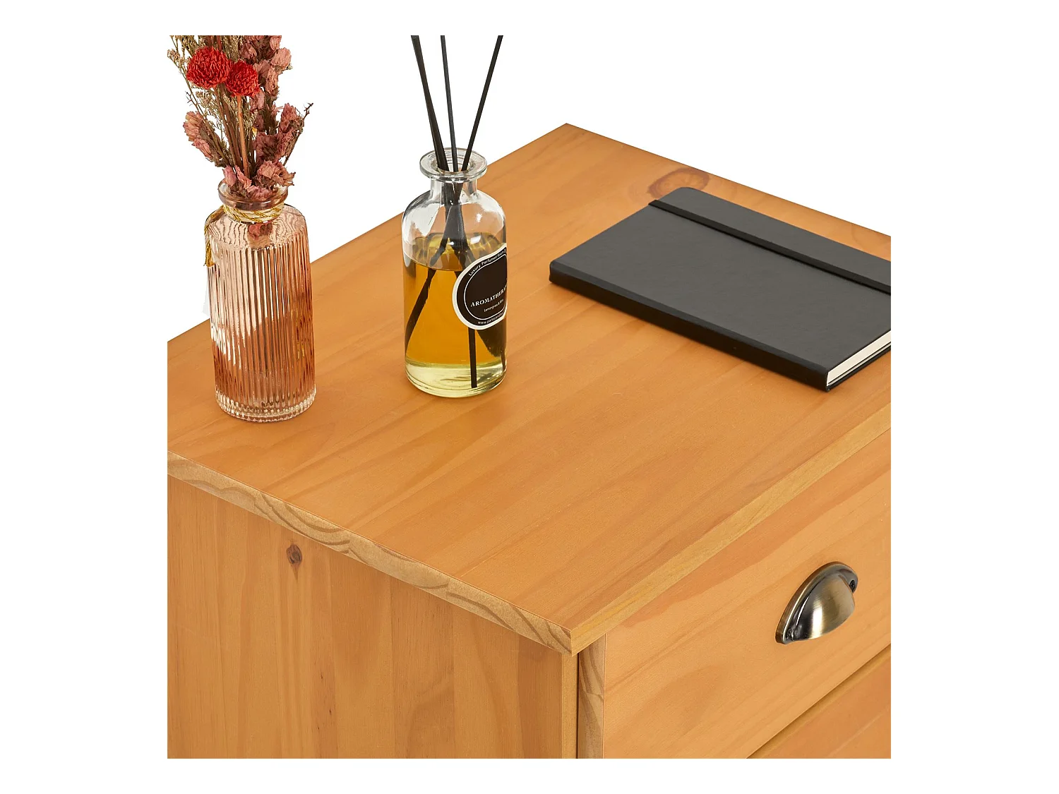 Chiffonnier COLMAR commode apothicaire avec 6 tiroirs de rangement, en pin massif finition cirée