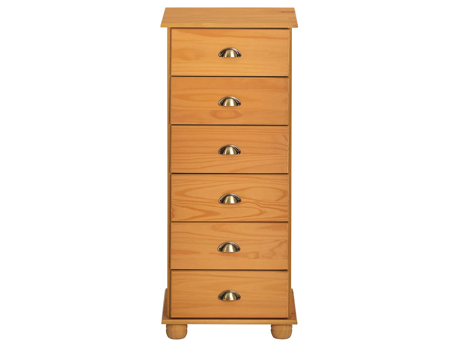 Chiffonnier COLMAR commode apothicaire avec 6 tiroirs de rangement, en pin massif finition cirée