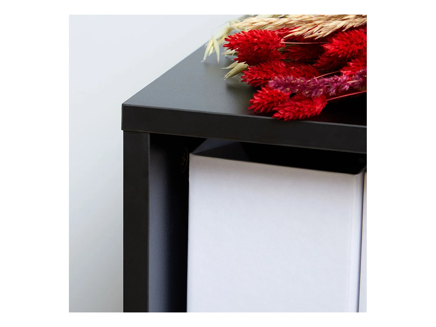 Bureau d'angle CARMEN bureau modulable avec meuble de rangement intégré 4 étagères 1 porte et 1 tiroir, décor noir mat