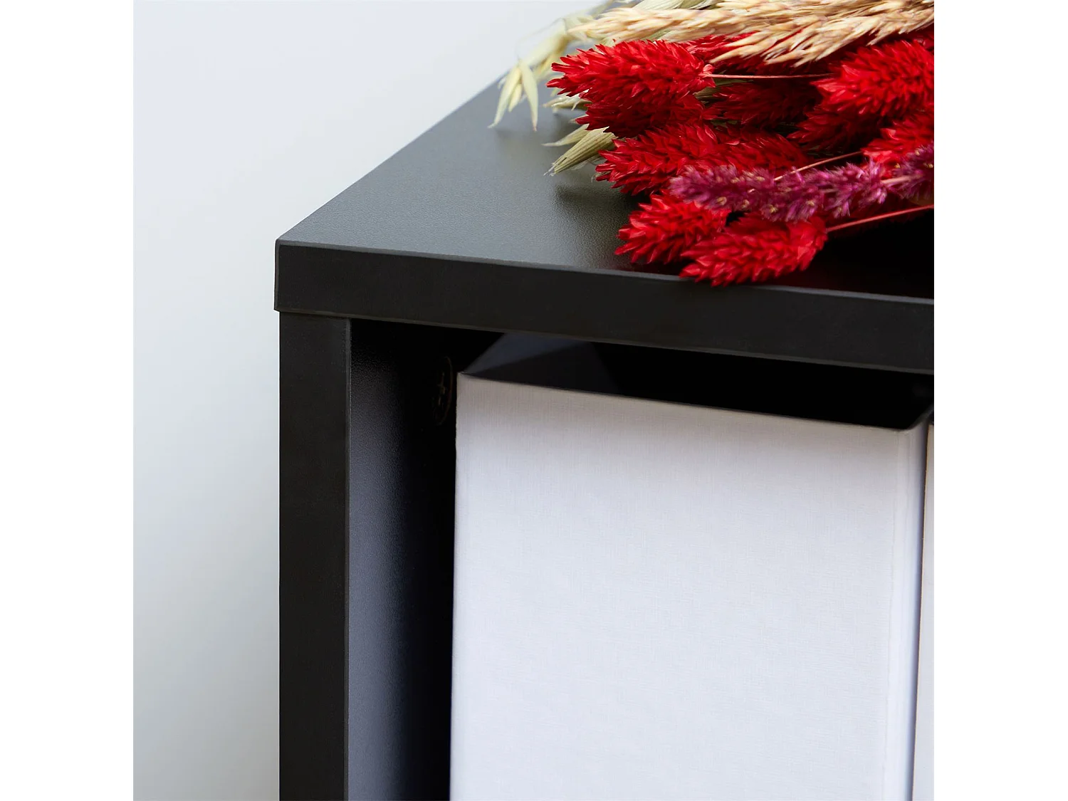 Bureau d'angle CARMEN bureau modulable avec meuble de rangement intégré 4 étagères 1 porte et 1 tiroir, décor noir mat