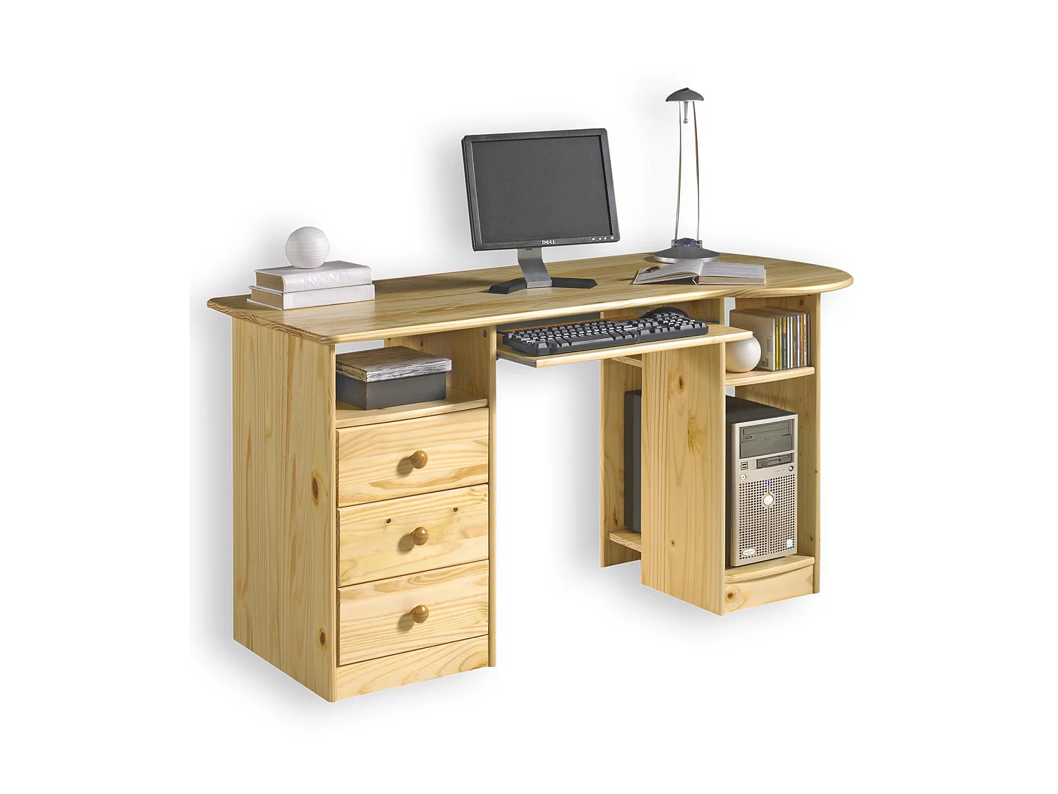 Bureau multi rangements BOB en pin massif vernis naturel