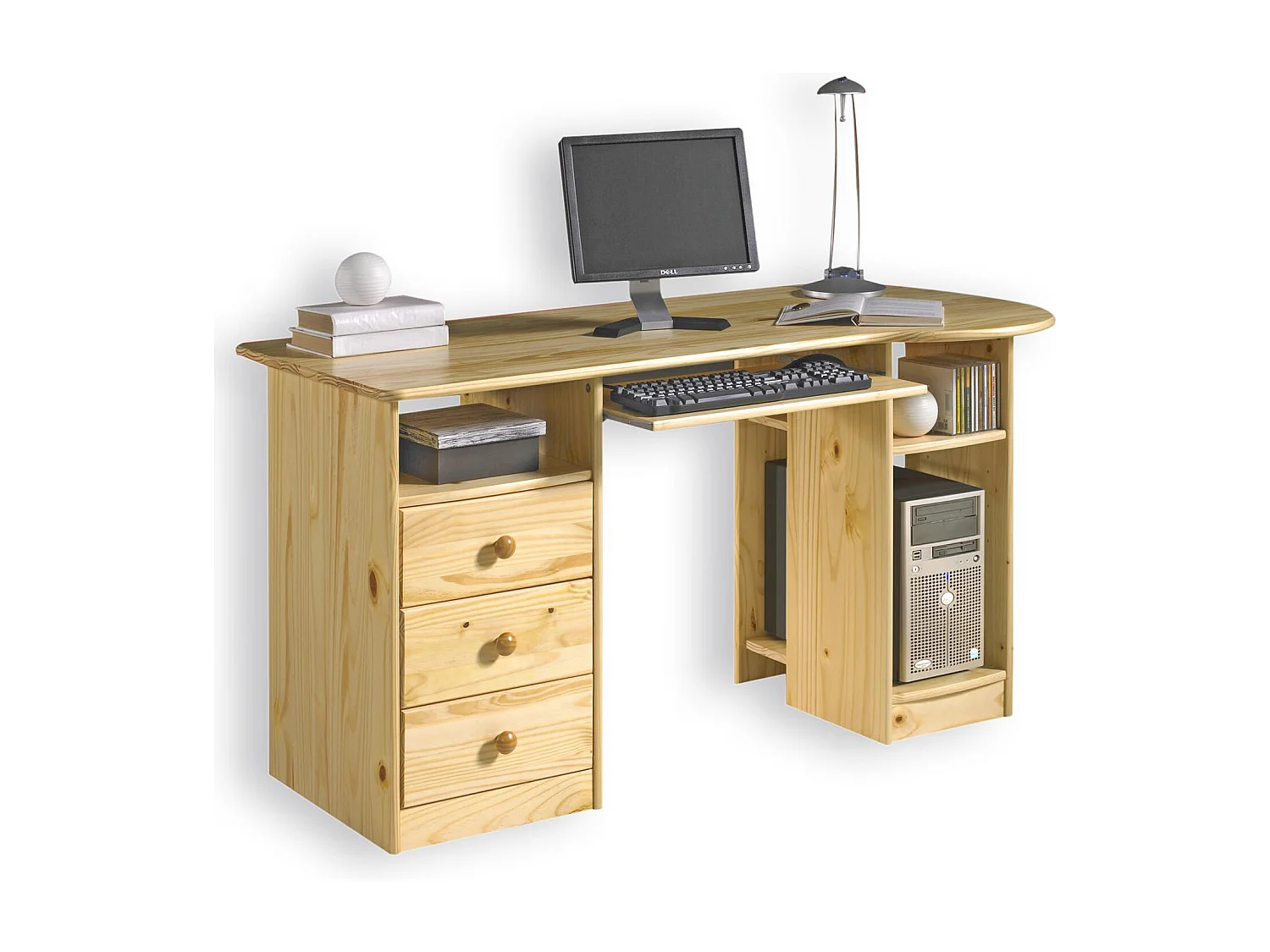 Bureau multi rangements BOB en pin massif vernis naturel