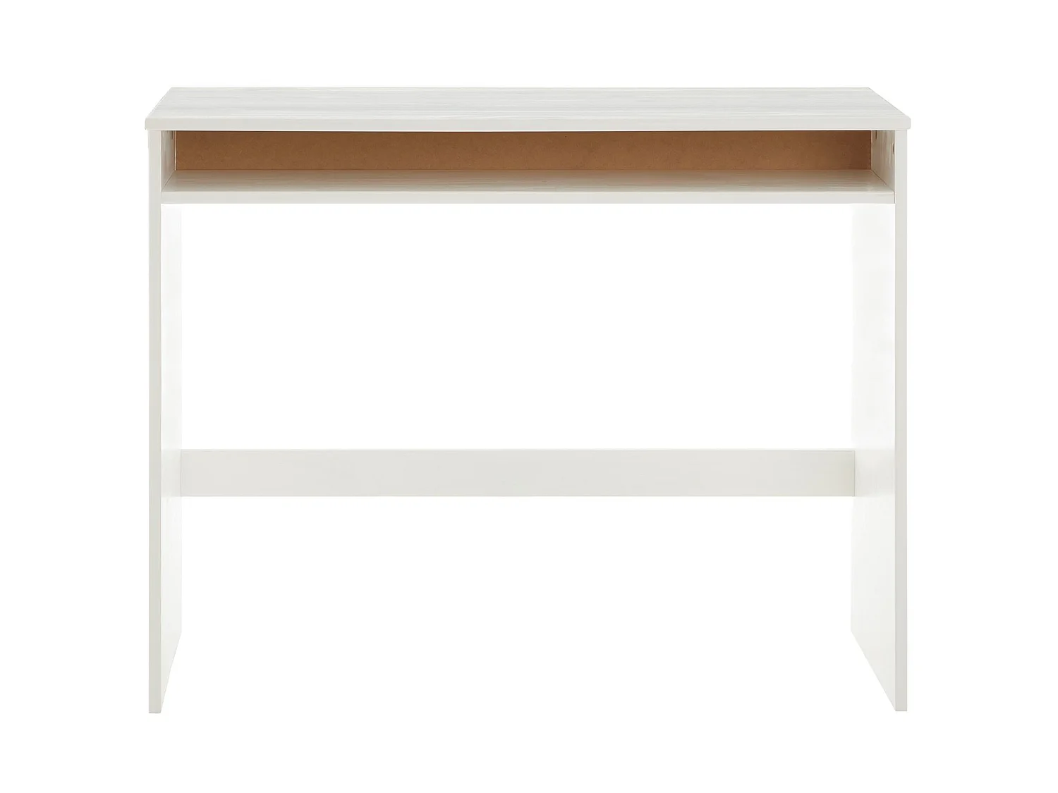 Bureau ALICE table de travail avec 1 niche de rangement sous le plateau, en pin massif lasuré blanc