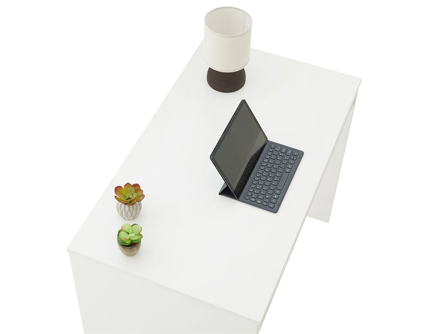 Bureau ALICE table de travail avec 1 niche de rangement sous le plateau, en pin massif lasuré blanc