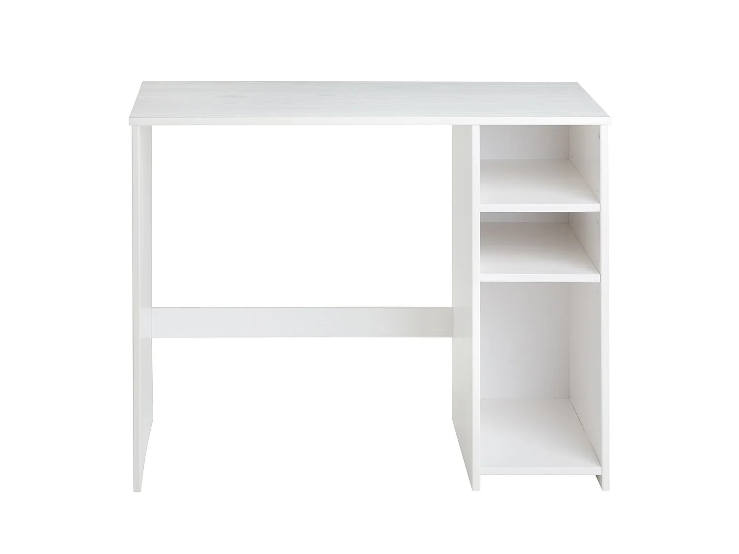 Bureau LIAM avec rangement caisson avec 2 étagères réglables en hauteur, en pin massif lasuré blanc