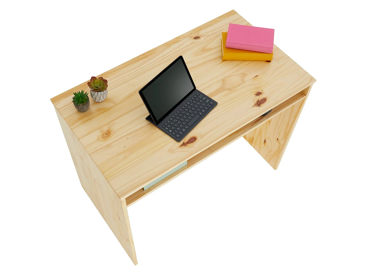 Bureau ALICE table de travail avec 1 niche de rangement sous le plateau, en pin massif recouvert d'un vernis naturel