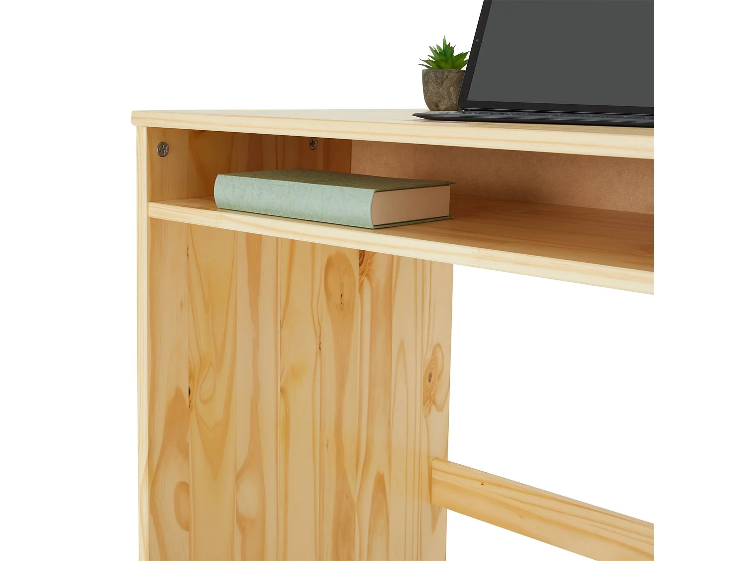 Bureau ALICE table de travail avec 1 niche de rangement sous le plateau, en pin massif recouvert d'un vernis naturel
