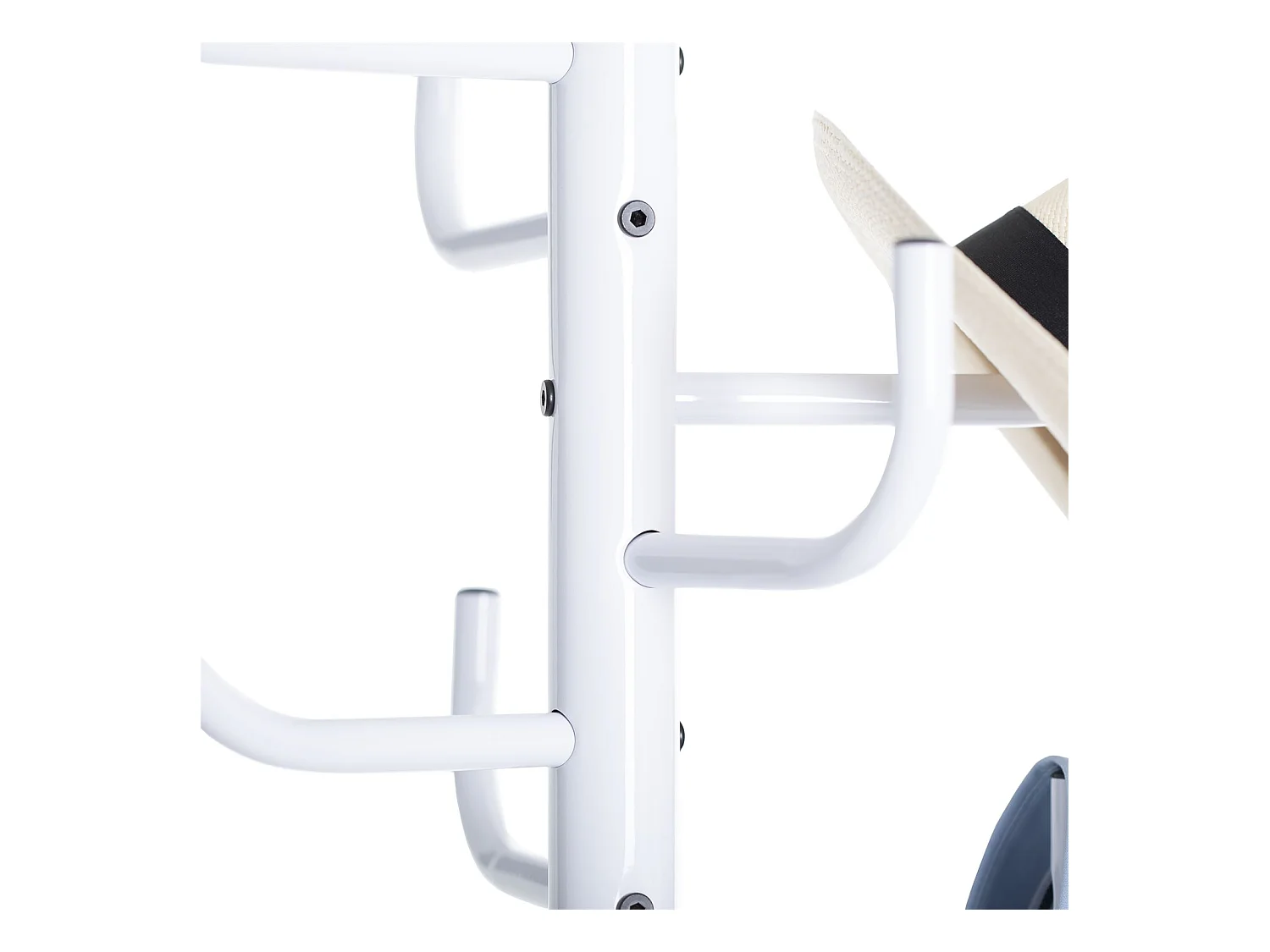 Porte-manteaux perroquet KAKTUS avec 8 portants crochets de hauteur différente, structure en métal laqué blanc