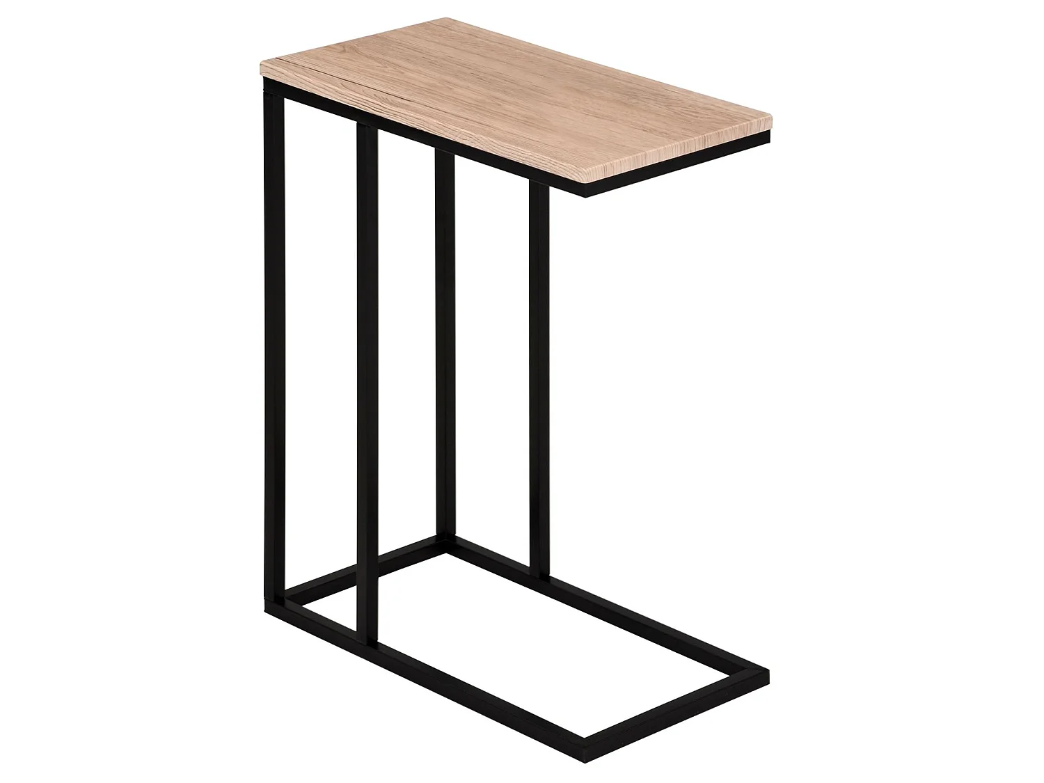 Bout de canapé DEBORA table d'appoint table à café table basse de salon cadre en métal noir et plateau en MDF décor chêne sauvage