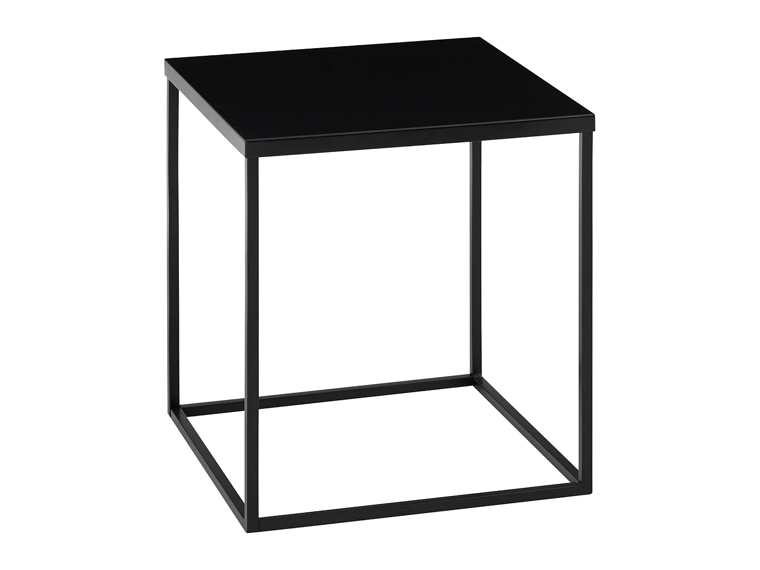 Table d'appoint HILAR table basse de salon table à café bout de canapé design retro vintage industriel, plateau carré en métal noir