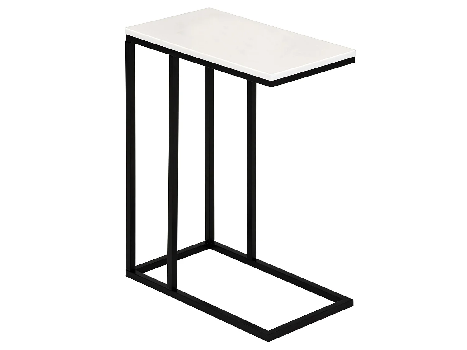 Bout de canapé DEBORA table d'appoint table à café table basse de salon cadre en métal noir plateau rectangulaire en MDF blanc mat