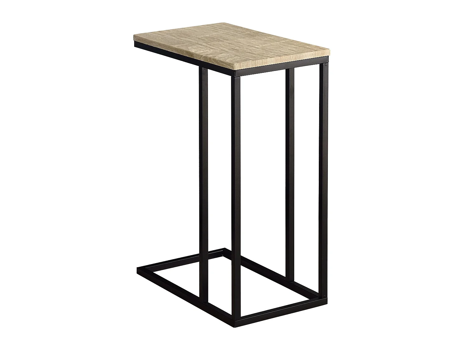 Bout de canapé DEBORA table d'appoint table à café table basse de salon cadre en métal noir et plateau en MDF décor chêne sonoma