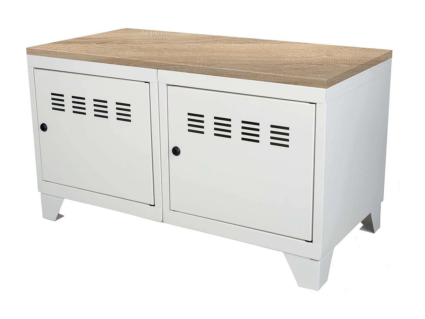 Meuble bas industriel métal Blanc mat