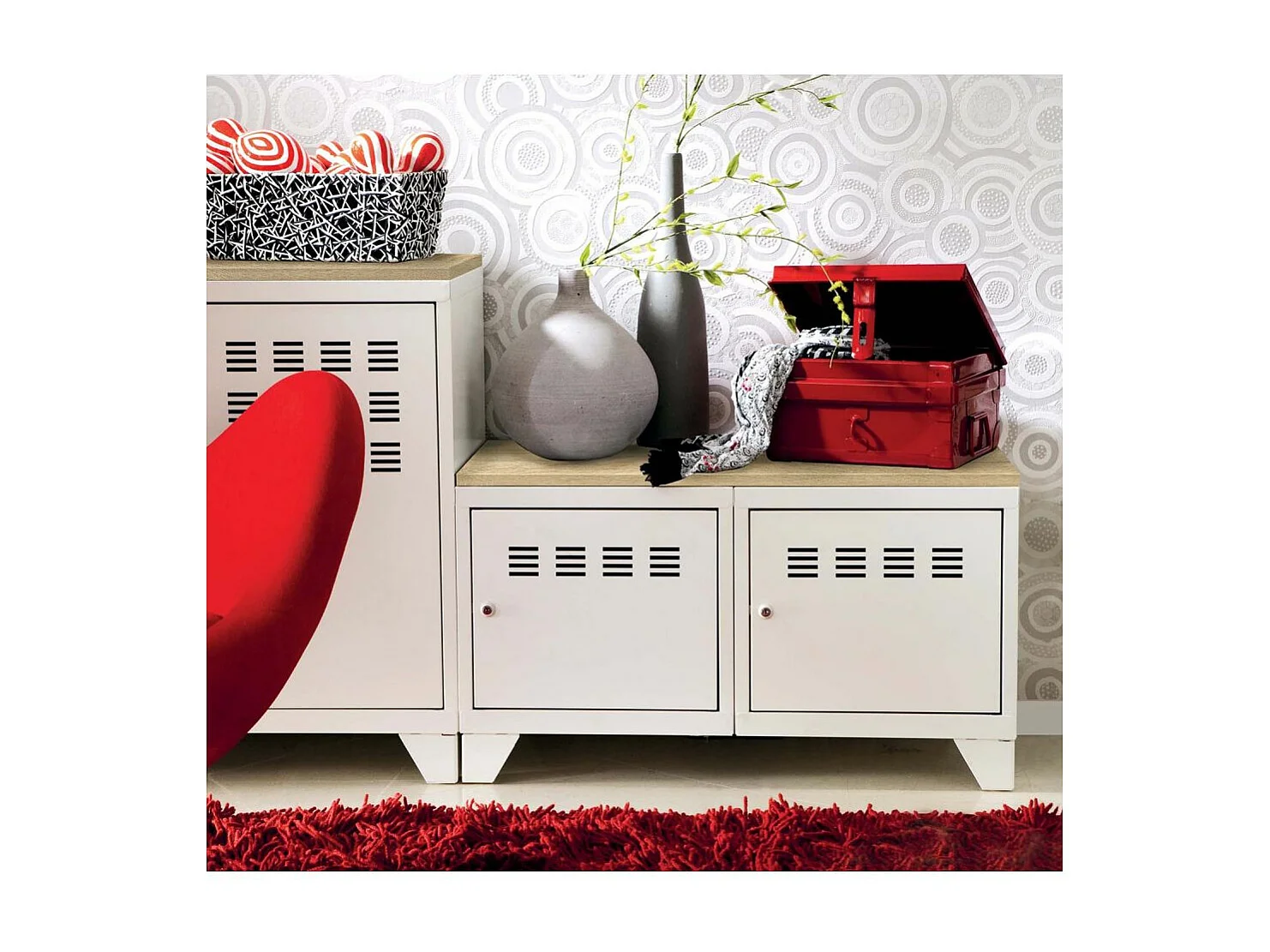 Meuble bas industriel métal Blanc mat