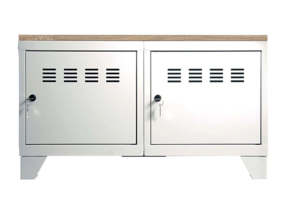 Meuble bas industriel métal Blanc mat