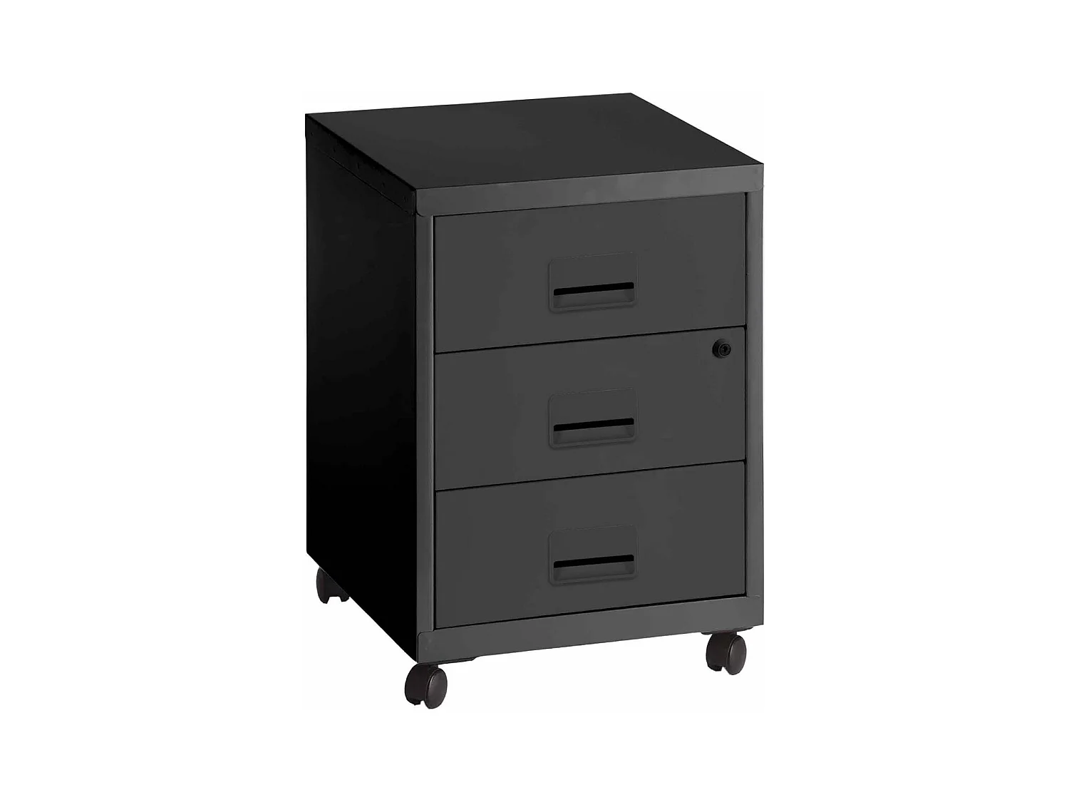 Caisson de rangement 3 tiroirs en acier sur roulettes