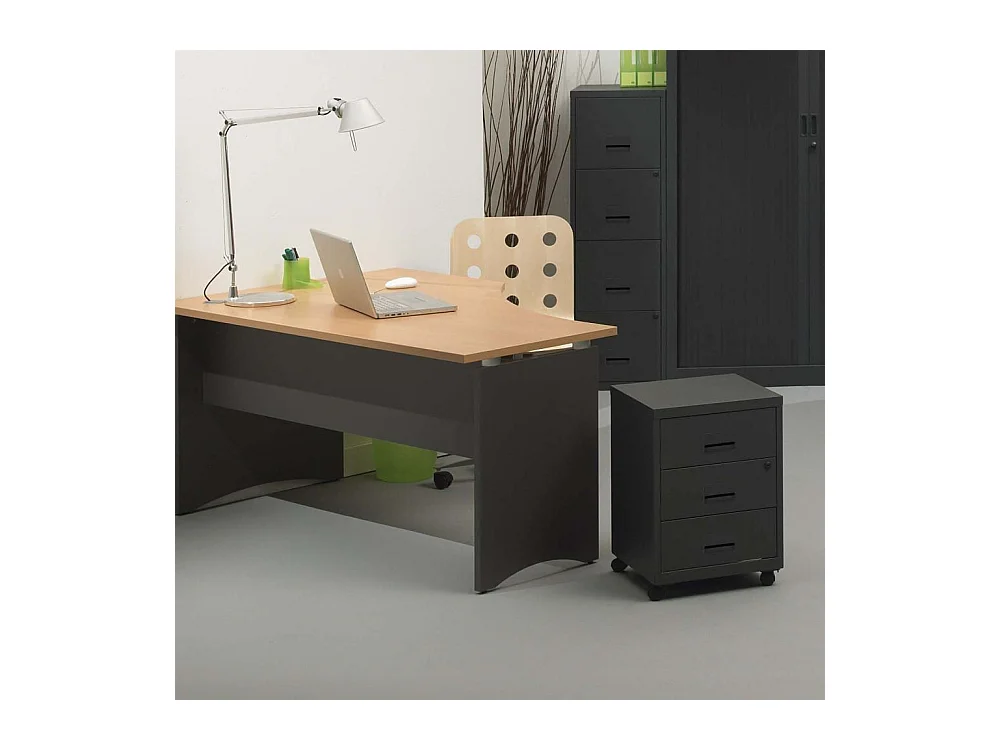 Caisson de rangement 3 tiroirs en acier sur roulettes