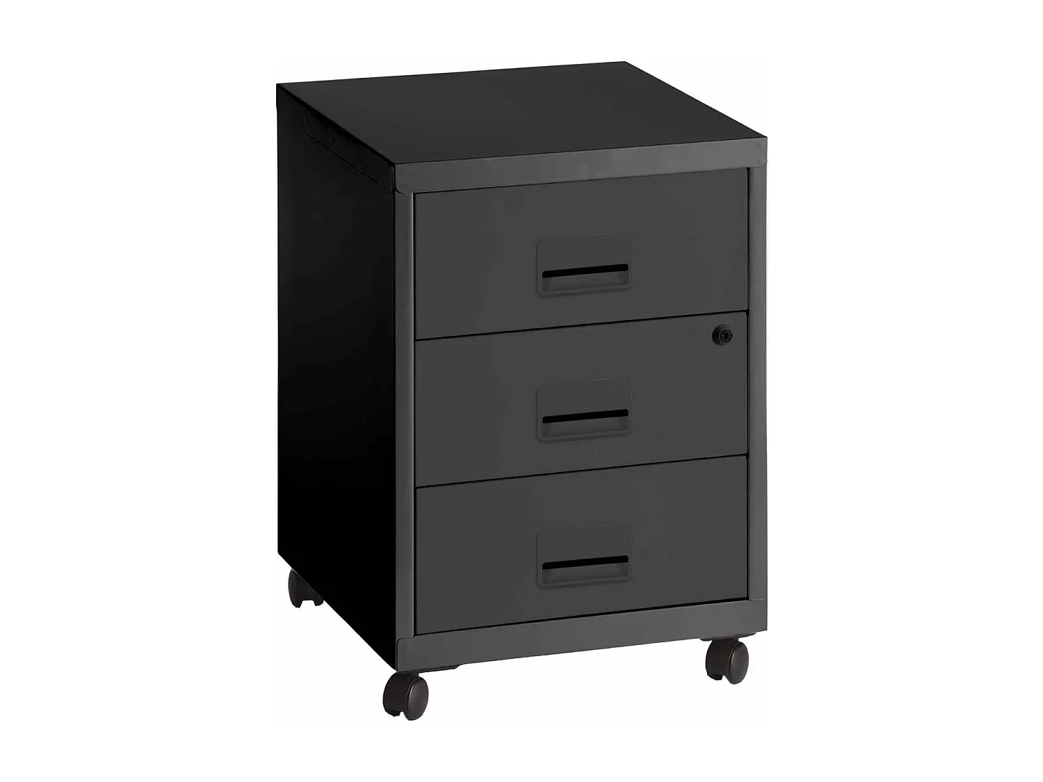 Caisson de rangement 3 tiroirs en acier sur roulettes