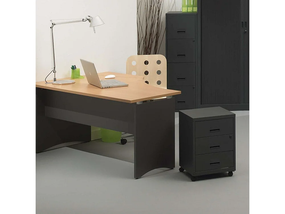 Caisson de rangement 3 tiroirs en acier sur roulettes