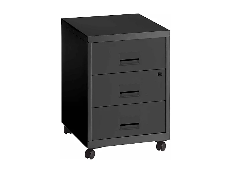 Caisson de rangement 3 tiroirs en acier sur roulettes