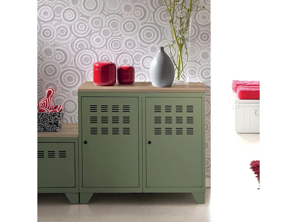 Armoire de rangement métal 2 portes Kaki