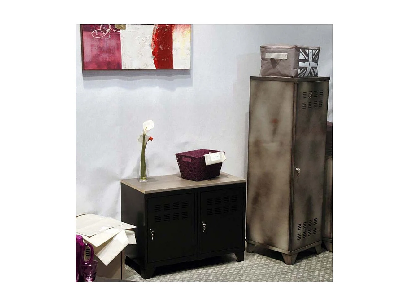 Meuble rangement métallique 2 portes Noir mat