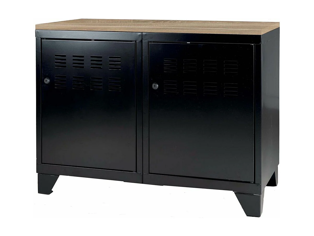 Meuble rangement métallique 2 portes Noir mat