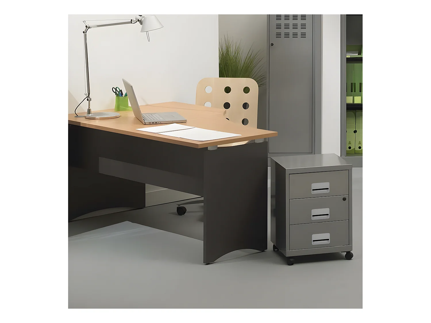 Caisson de rangement 3 tiroirs en acier sur roulettes