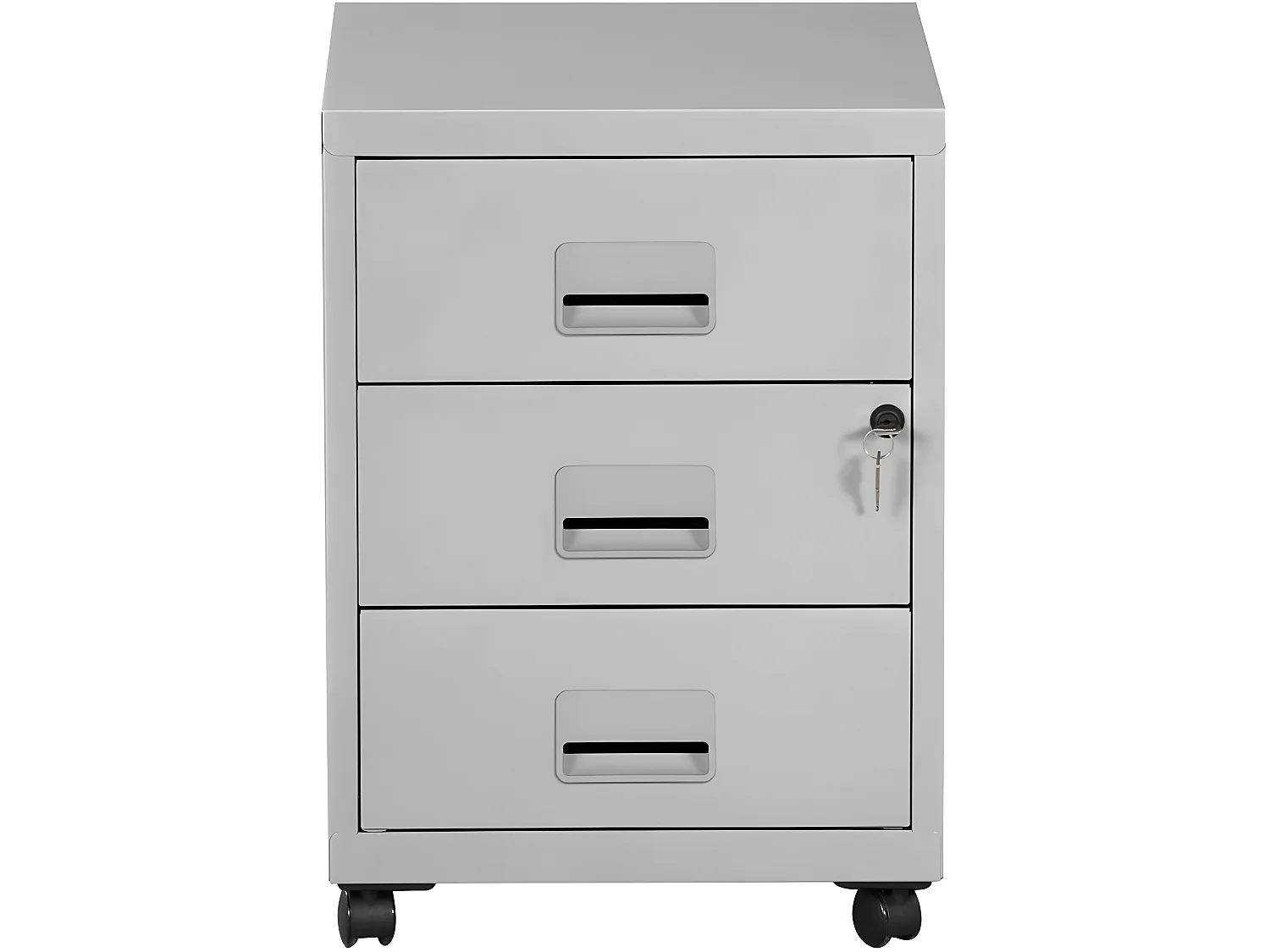 Caisson de rangement 3 tiroirs en acier sur roulettes